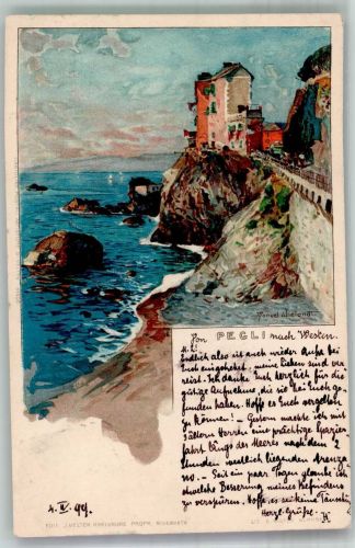 70100 Bari 1899 Gebrauchsspuren Pegli sign. Wielandt Lithographie