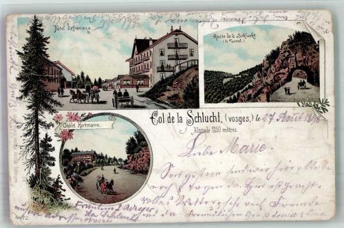 88400 Gerardmer Gerdsee 1898 Gebrauchsspuren Hotel Befranoux Pension Hartmann Lithographie