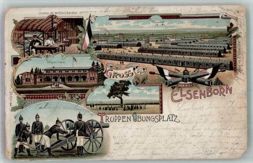 Elsenborn 1899 Gebrauchsspuren Kaserne Schießplatz Truppenübungsplatz Lithographie