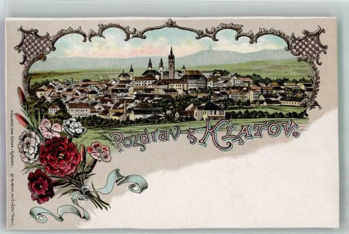 Klatovy Klattau Gebrauchsspuren Lithographie beschnitten