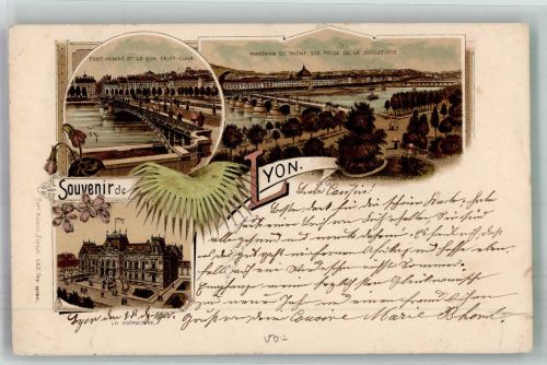 69000 Lyon 1900 Gebrauchsspuren Pont Morand Rhone Präfektur Lithographie