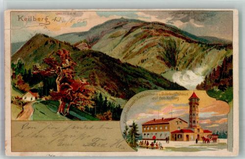 Bozi Dar Gottesgab 1905 Gebrauchsspuren Hotel Unterkunftshaus Kaiser Franz Josef Keilberg Lithographie