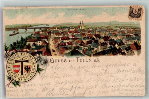 3425 Tulln an der Donau 1901 Gebrauchsspuren Wappen Lithographie