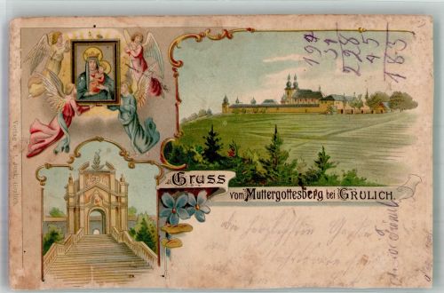 Usti nad Orlici Wildenschwert 1921 Gebrauchsspuren Kirche Muttergottesberg Grülich Lithographie beschnitten