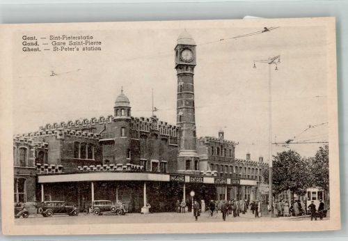 Gand Gent Foto AK Bahnhof Saint Pierre Auto Straßenbahn
