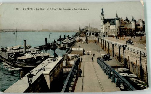 Antwerpen Anvers 1910 Foto AK Hafen le Quai et Départ du Bateau Saint Anne