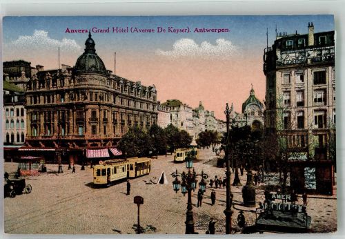 Antwerpen Anvers Foto AK Grand Hotel Avenue de Keyser Straßenbahn