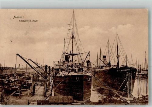 Antwerpen Anvers 1914 Foto AK Hafen Kattendyk Dock