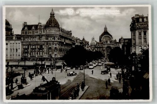 Antwerpen Anvers 1934 Foto AK Auto Straßenbahn Avenue de Keyzer Hauptbahnhof