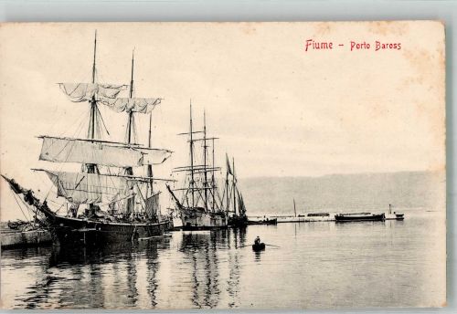 Rijeka Fiume Foto AK Hafen Segelschiffe