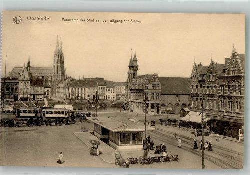Ostende Oostende Foto AK Straßenbahn Geschäft Kirche