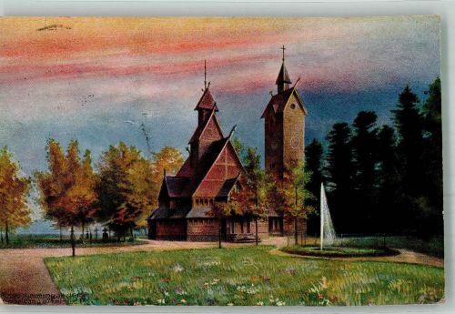 Brückenberg Karpacz Gorny 1922 Künstlerkarte Kirche Wang
