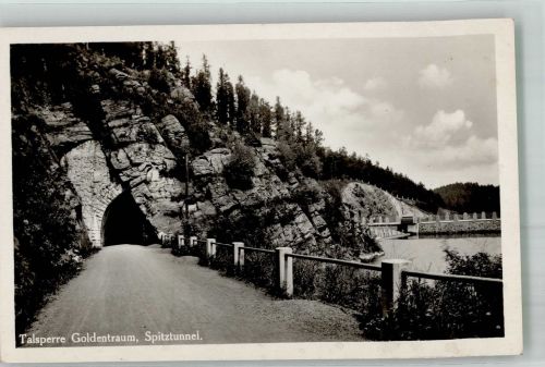 Goldentraum Zlotniki Lubanskie 1929 Foto AK Talsperre Goldentraum Spitztunnel