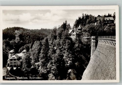 Marklissa Lesna 1929 Foto AK Talsperre Sperrmauer