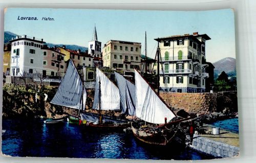 Lovrana Laurana 1913 Foto AK Hafen