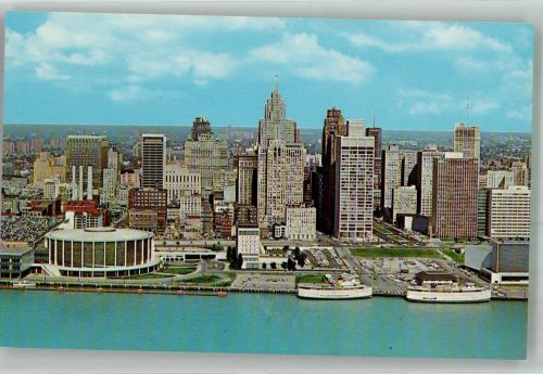 Detroit Foto AK Fliegeraufnahme Skyline