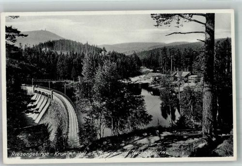 Krummhübel Karpacz 1936 Foto AK Talsperre Gasthaus
