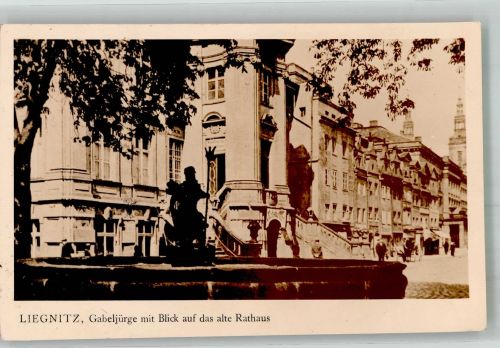 Liegnitz Legnica Foto AK Rathaus Denkmal Gabeljürge