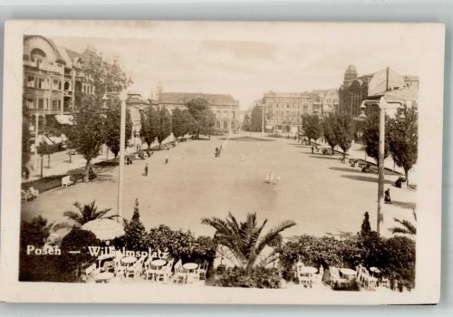 Posen Poznan 1940 Foto AK Wilhelmsplatz Gasthaus
