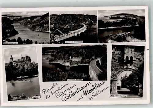 Marklissa Lesna 1943 Foto AK Burg Tzschocha Jugendhaus Queis-Talsperre