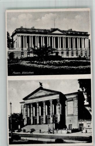 Posen Poznan Foto AK Bibliothek Stadttheater