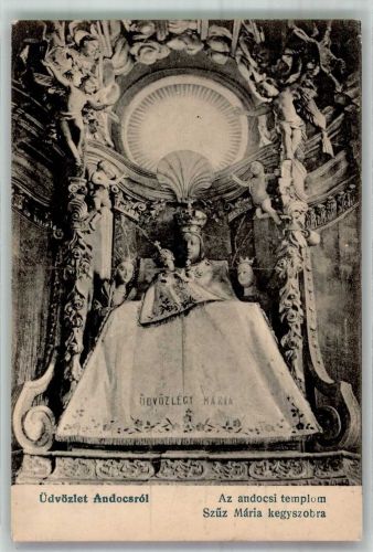 Kaposvar 1920 Foto AK Andocs Wallfahrts- Kirche Altar St. Maria Tab