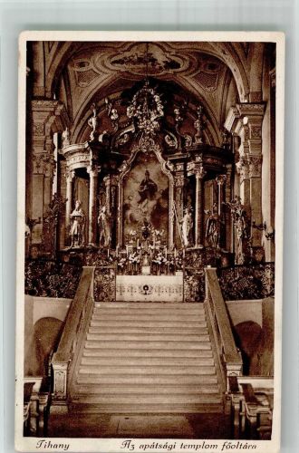 Tihany 1934 Foto AK Kirche Altar