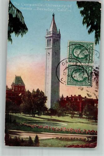 Berkeley 1923 Foto AK Universität of California the Campanille Marke bildseitig Stempel Retourn