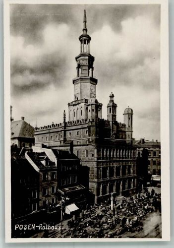 Posen Poznan Foto AK Marktszene Rathaus