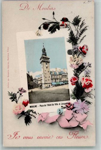03000 Moulins Allier 1908 Foto AK Rathaus Blumenranke
