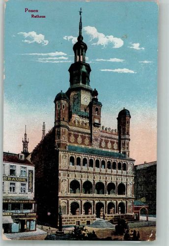 Posen Poznan 1917 Foto AK Rathaus Feldpost WK I