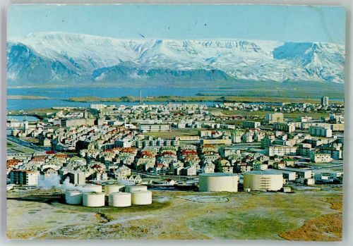 Reykjavik Foto AK Esja Gebirge Speicher für Heissquellenwasser