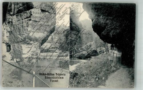 Ceska Kamenice Böhmisch Kamnitz Foto AK Edmundklamm Tunnel Sächs.-Böhm. Schweiz