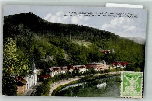 Kyselka Gießhübel-Sauerbrunn Foto AK Marke bildseitig