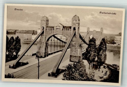 Breslau Wroclaw 1928 Foto AK Freiheitsbrücke