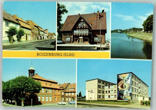 19258 O2830 Boizenburg Foto AK Clara Zetkin Straße Konsum Hotel Hafen Werft Rathaus Hermann Matern Oberschule Auto