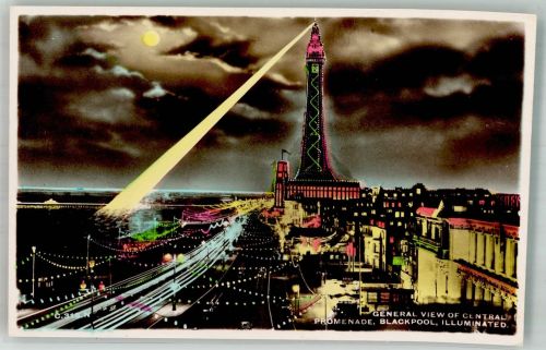 Blackpool Mondschein Central Promenade Illuminiert