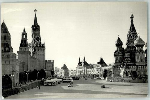 Moskau Moskwa Foto AK Roter Platz Russische Kirche Basilika Omnibus