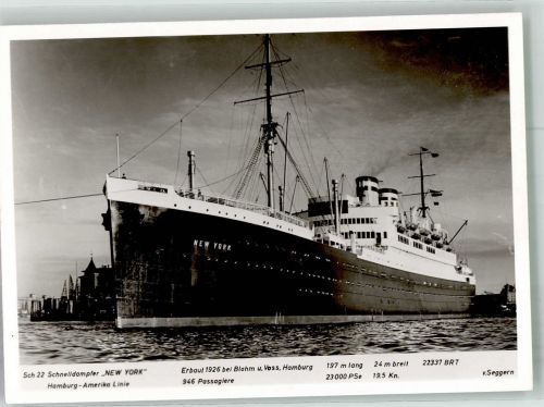 Hamburg-Amerika Linie Foto von Seggern Dampfer New York
