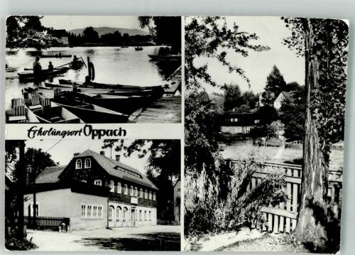 02736 O8717 Oppach Foto AK Erholungsort Ruderboot