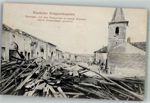 54370 Bezange-la-Grande 1917 Foto AK Feldpost WK I 17.Bayer.Inf.Rgt. 10. Komp. Trümmer Kirche