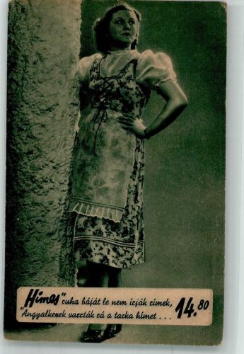 Magyar Divatcsarnok Ungarische Modehalle Himes Kleid mit Schürze Werbung Mode