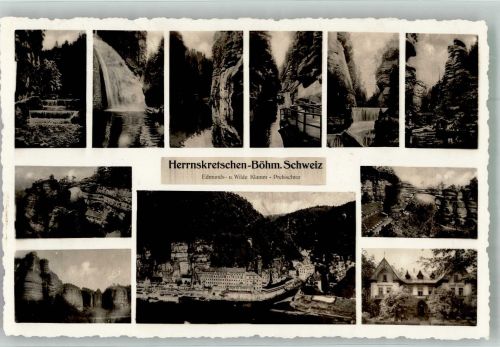 Hrensko Herrnskretschen 1943 Foto AK Edmundsklamm Prebischtor