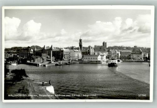 Helsingborg Hälsingborg 1953 Foto AK Fähre Hafen Rathaus
