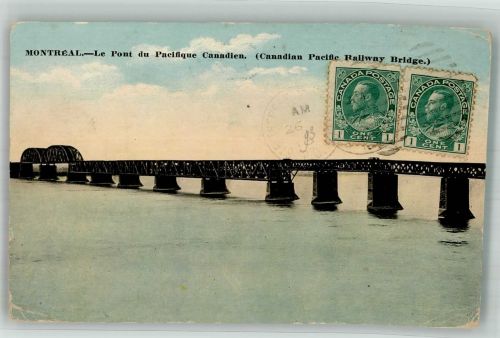 Montreal Foto AK Eisenbahn Le Pont du Pacifique Canadien Marke bildseitig