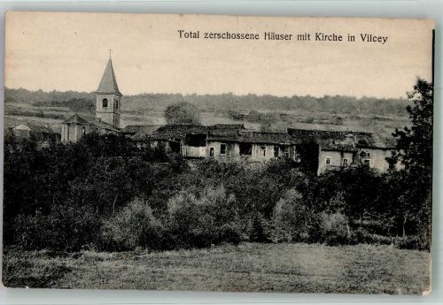 54700 Vilcey-sur-Trey Foto AK WK I Trümmer Kirche Häuser