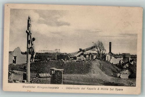 Ypres Ypern / Ieper Foto AK WK I Überreste der Kapelle und Mühle