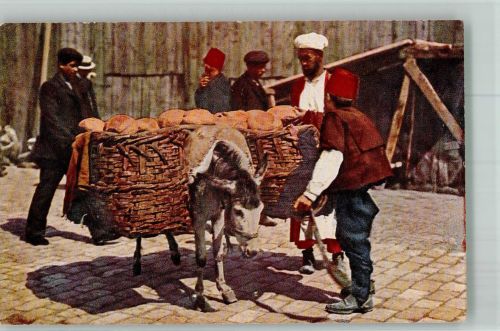 Bukarest Bucuresti Esel Marktszene türkischer Brotverkäufer Balkan Motiv Rumänien Foto AK