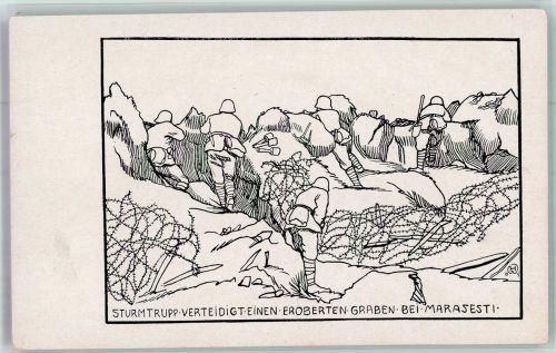 Focsani AK handgemalt Feldpost 9. Armee Sturmtrupp bei Marasesti