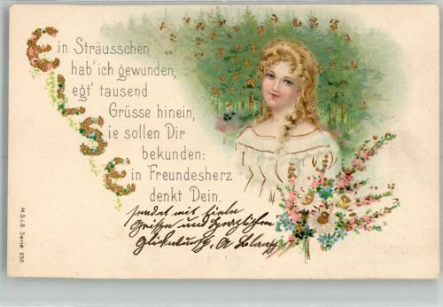 Else Spruch M.S.i.B. 250 Name auf AK 1905 Prägedruck